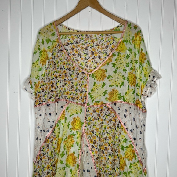 Free People wildflower patchwork mini dress in multi Ivory Combo Size Large - Picture 6 of 12